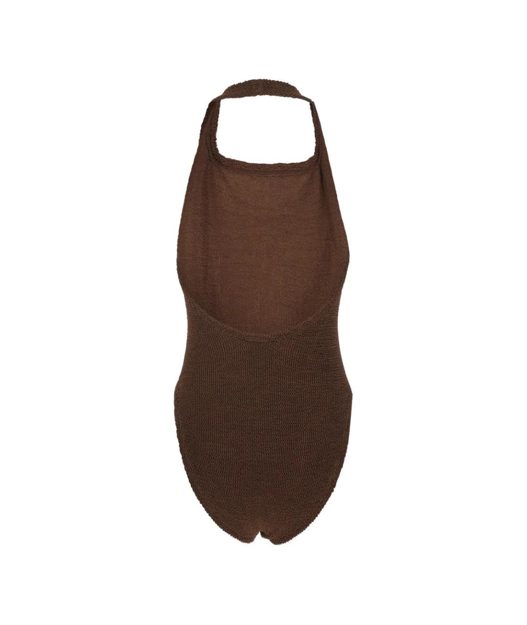 HUNZA G Коричневый полиамидовый купальник, фото 2