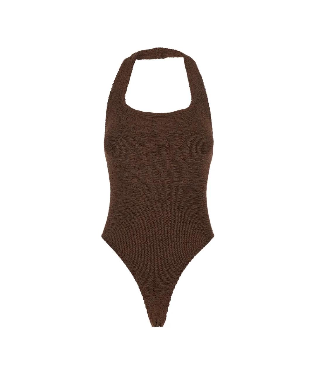 HUNZA G Коричневый полиамидовый купальник, фото 1