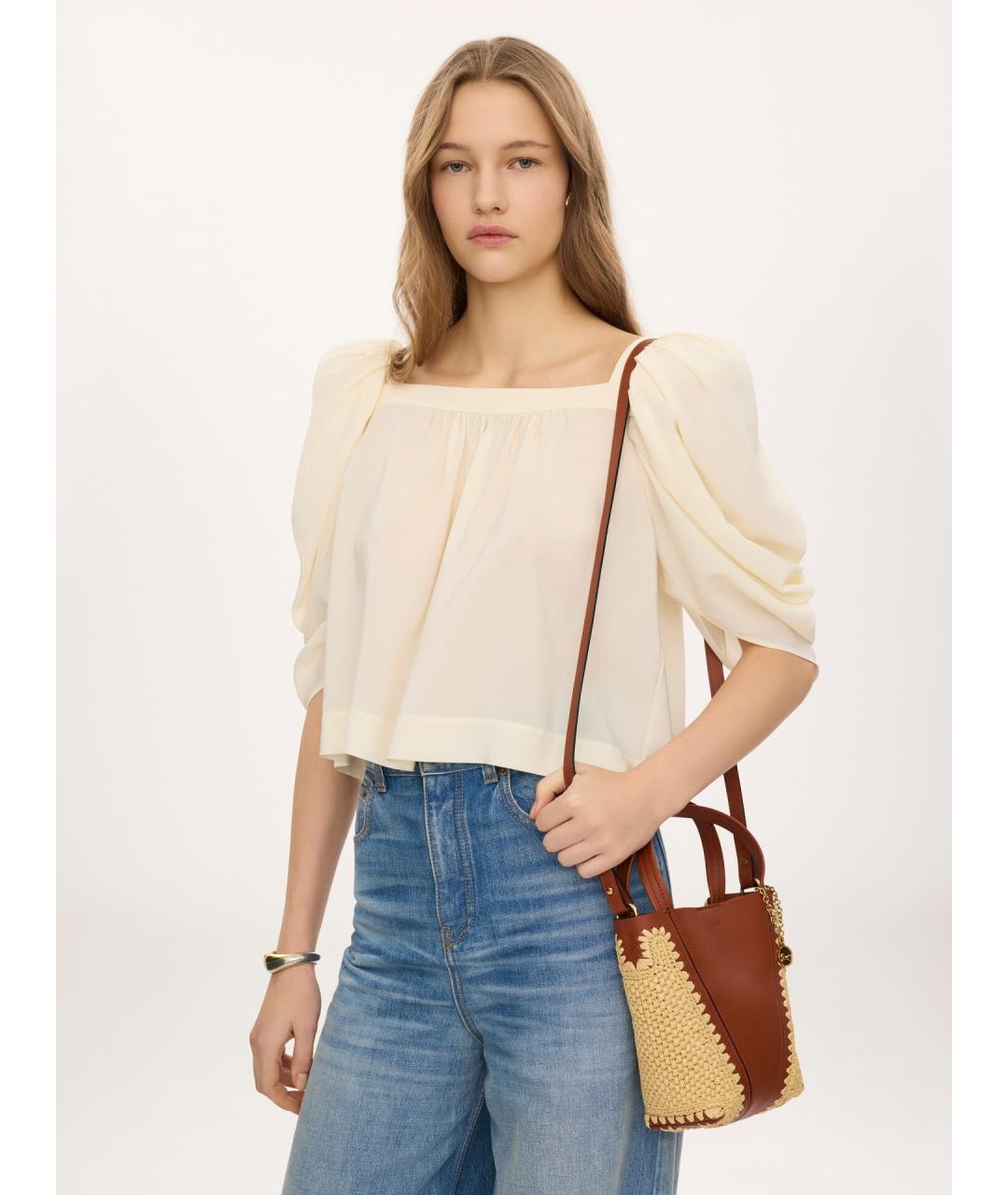 CHLOE Коричневая пелетеная сумка тоут, фото 2