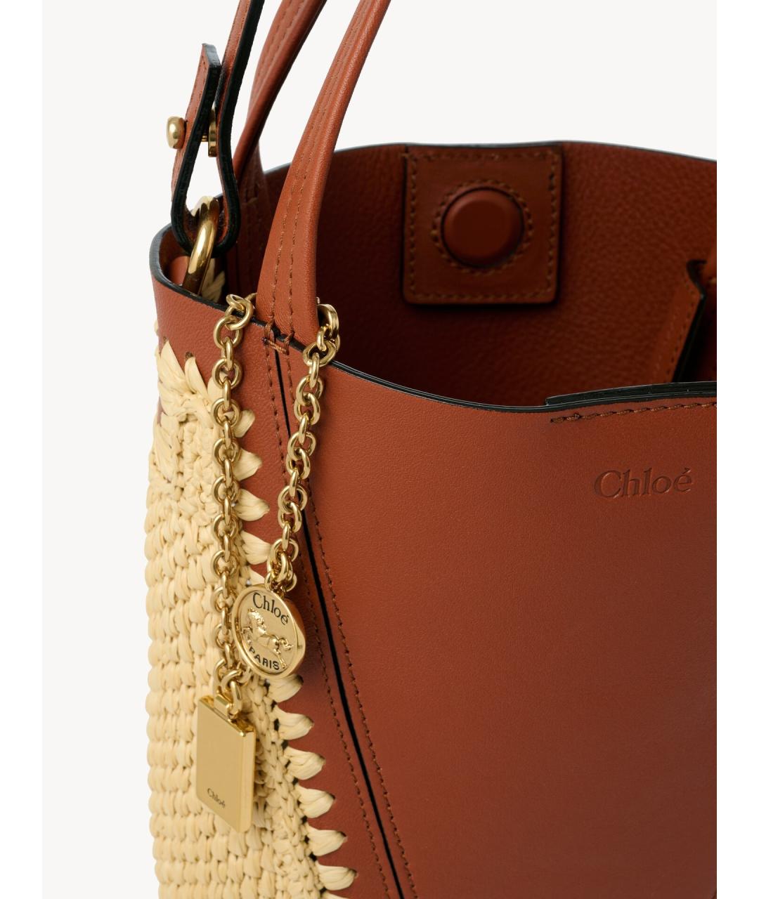 CHLOE Коричневая пелетеная сумка тоут, фото 5