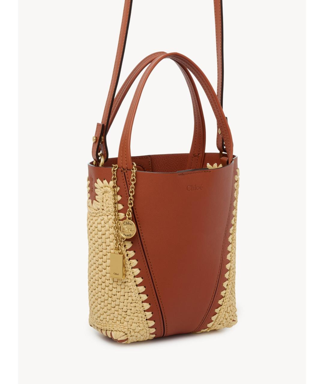 CHLOE Коричневая пелетеная сумка тоут, фото 3