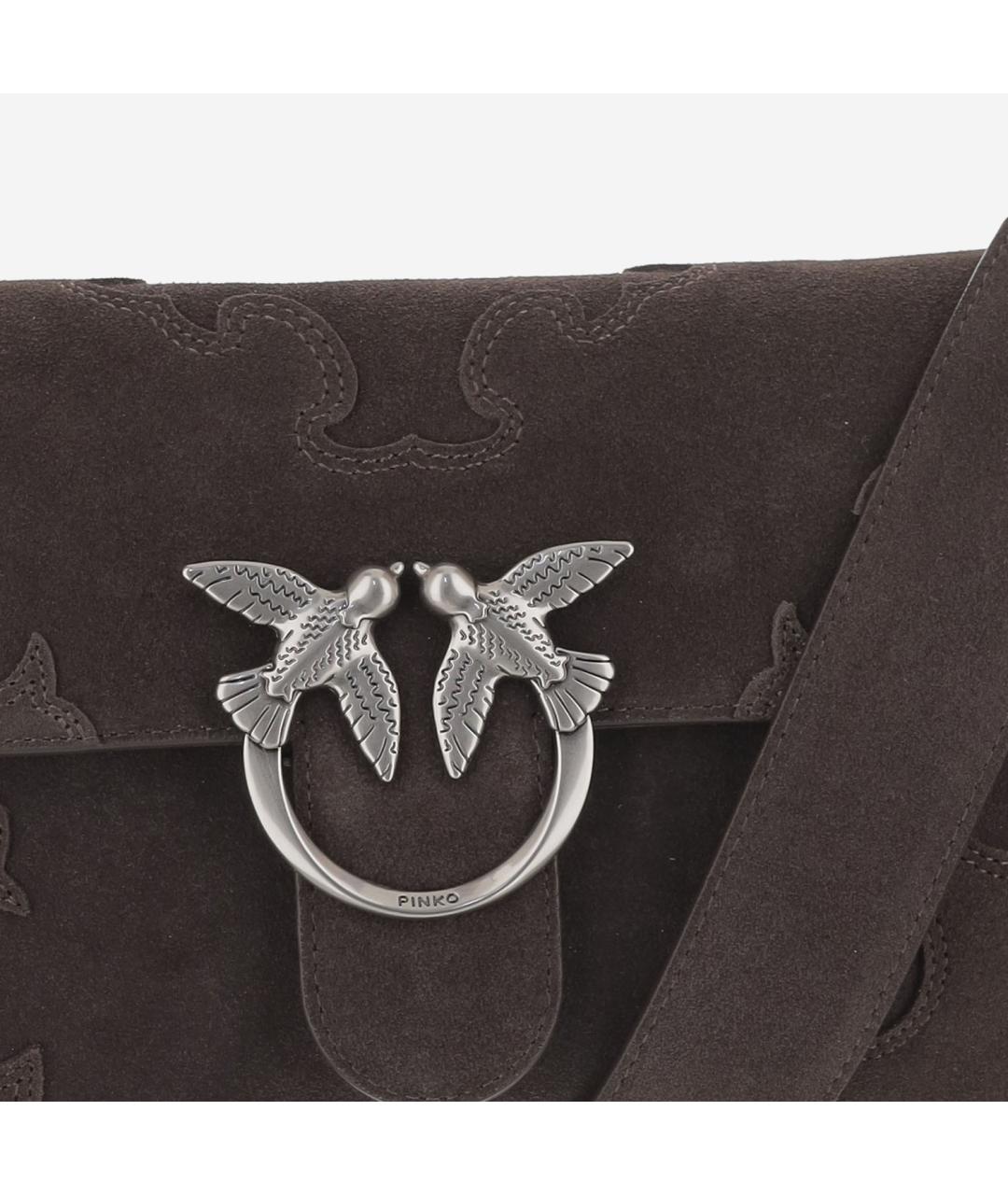 PINKO Коричневая замшевая сумка через плечо, фото 4