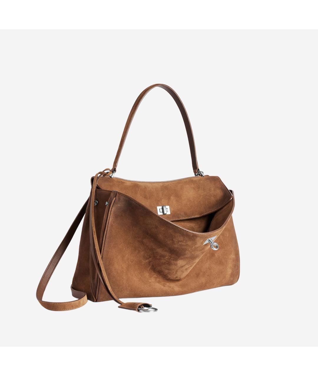 BALENCIAGA Коричневая замшевая сумка тоут, фото 2