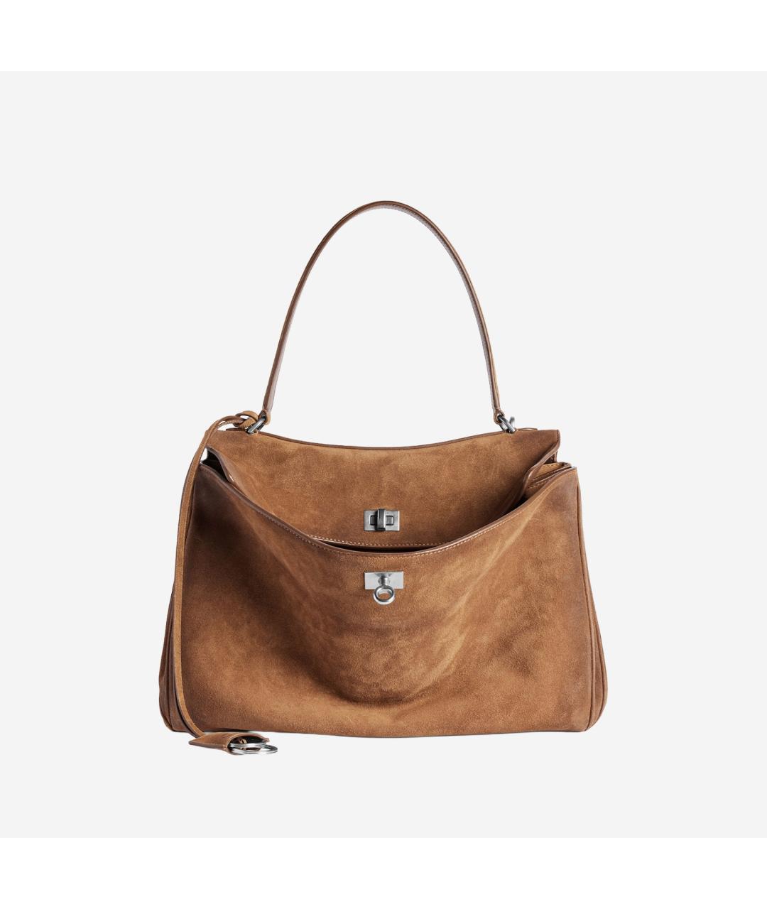 BALENCIAGA Коричневая замшевая сумка тоут, фото 6