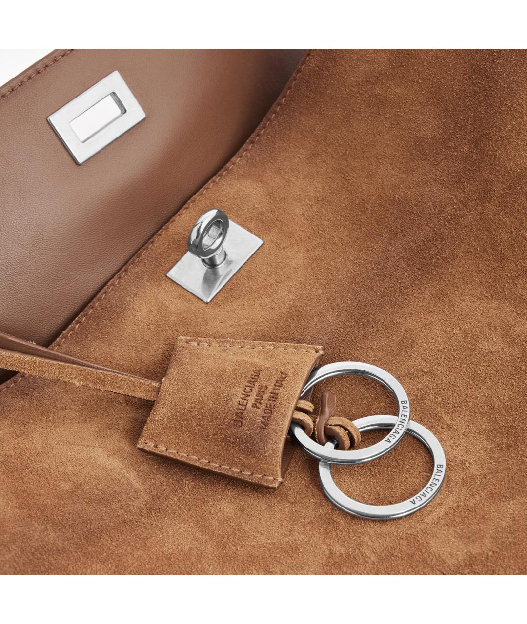 BALENCIAGA Коричневая замшевая сумка тоут, фото 5