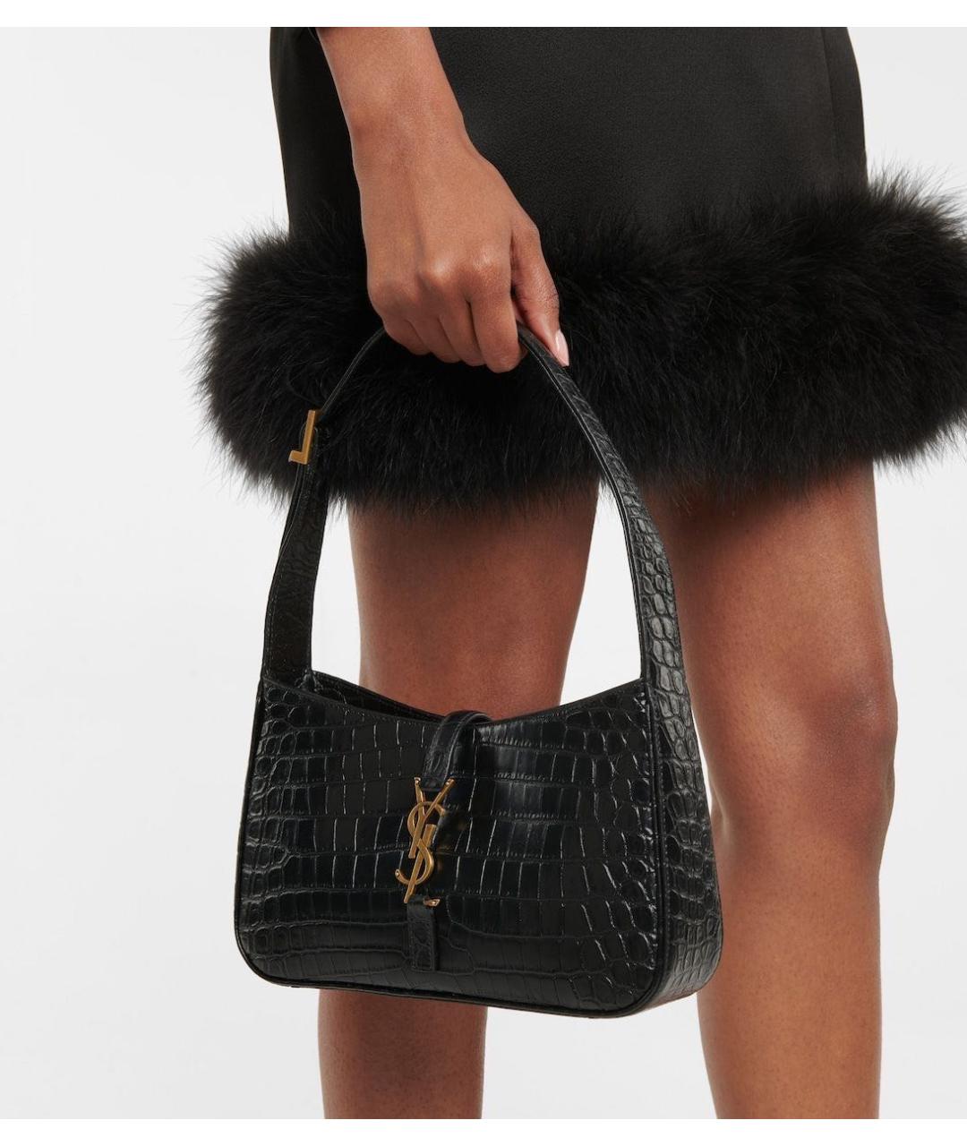 SAINT LAURENT Черная кожаная сумка через плечо, фото 6