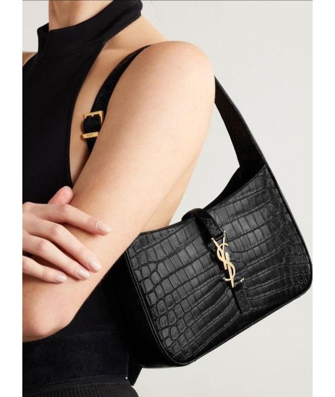 SAINT LAURENT Черная кожаная сумка через плечо, фото 5