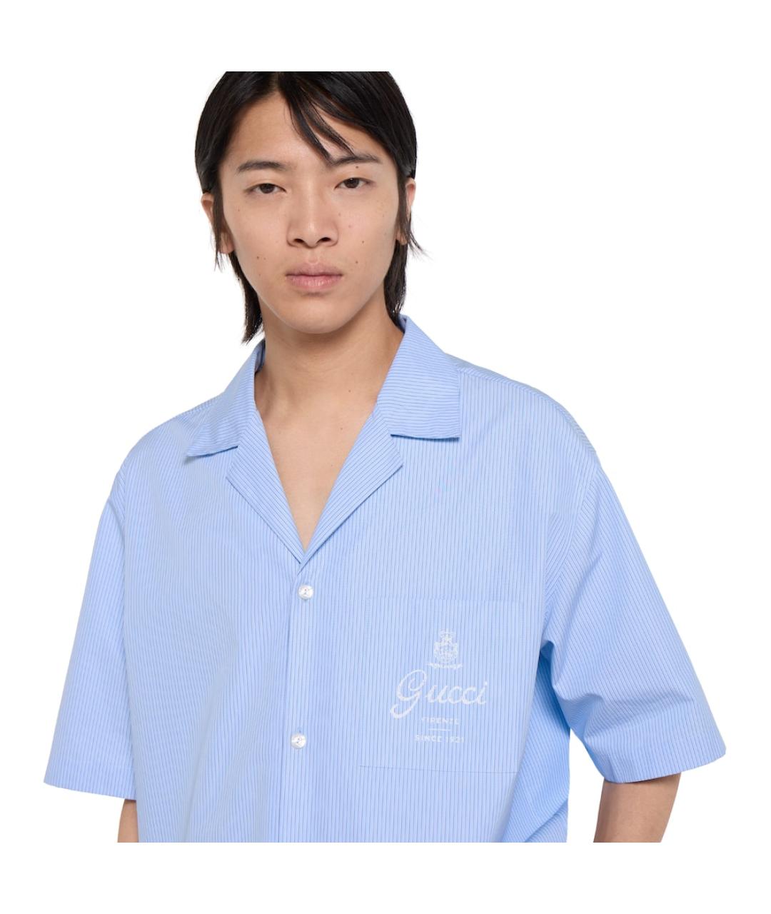 GUCCI Голубая хлопковая кэжуал рубашка, фото 3