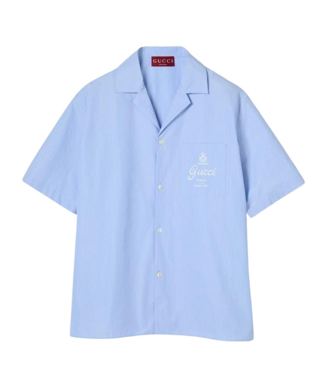 GUCCI Голубая хлопковая кэжуал рубашка, фото 1