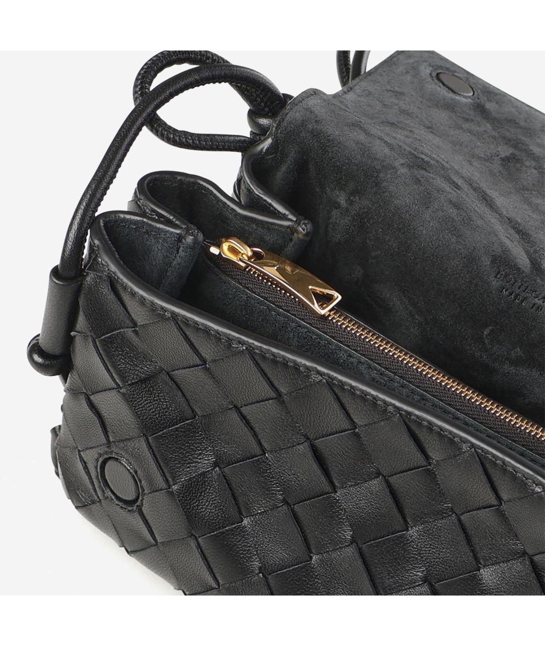 BOTTEGA VENETA Черная кожаная сумка через плечо, фото 4