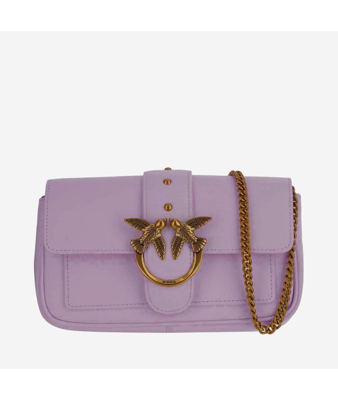 PINKO Фиолетовая кожаная сумка через плечо, фото 5