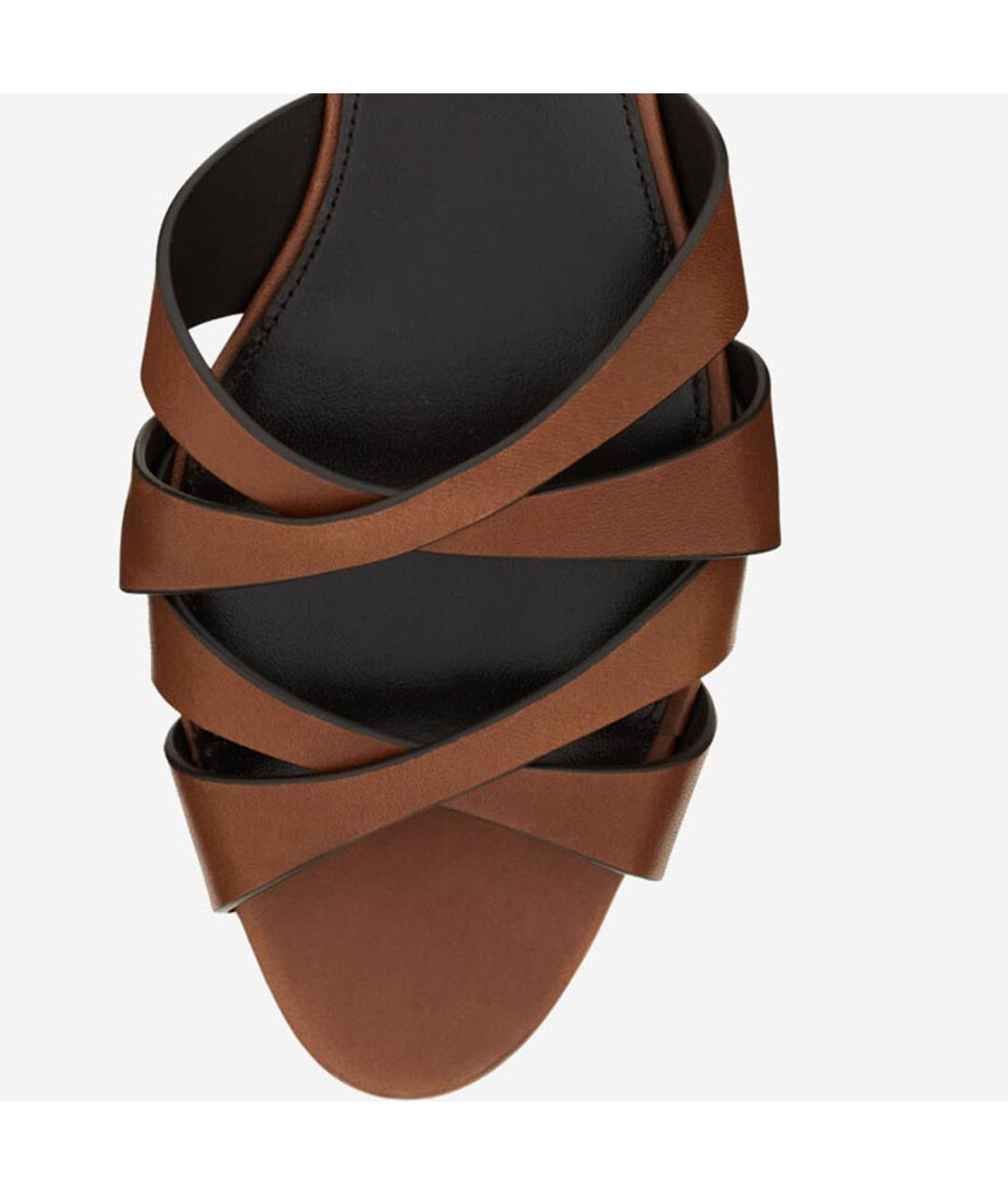 SAINT LAURENT Коричневые кожаные шлепанцы, фото 4