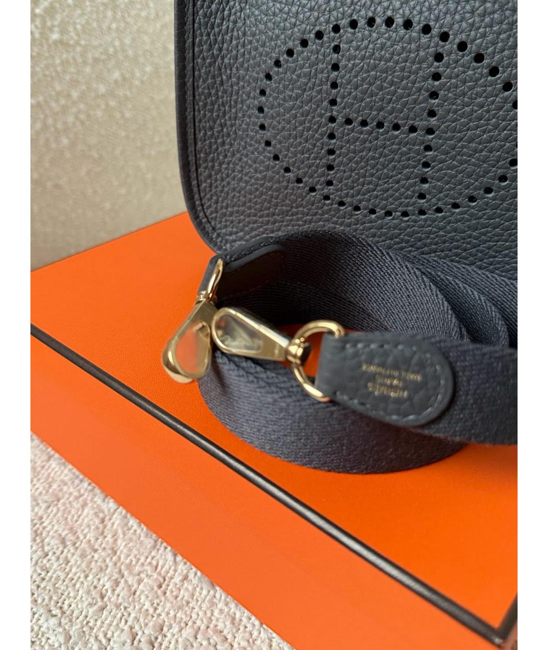 HERMES Антрацитовая кожаная сумка через плечо, фото 7