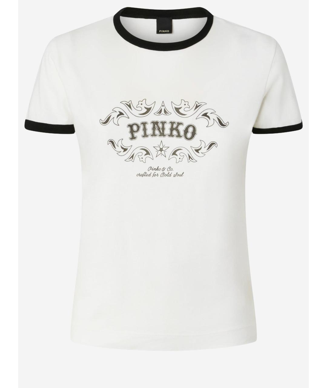PINKO Белая хлопковая футболка, фото 4