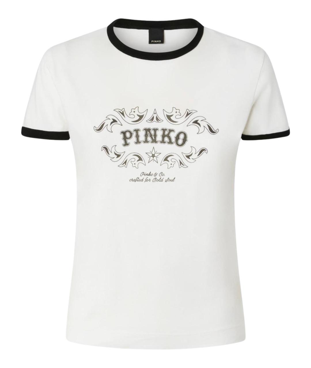 PINKO Белая хлопковая футболка, фото 1