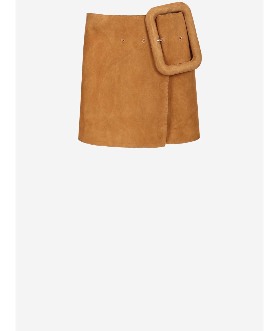 Ami Paris Бежевая замшевая юбка мини, фото 4