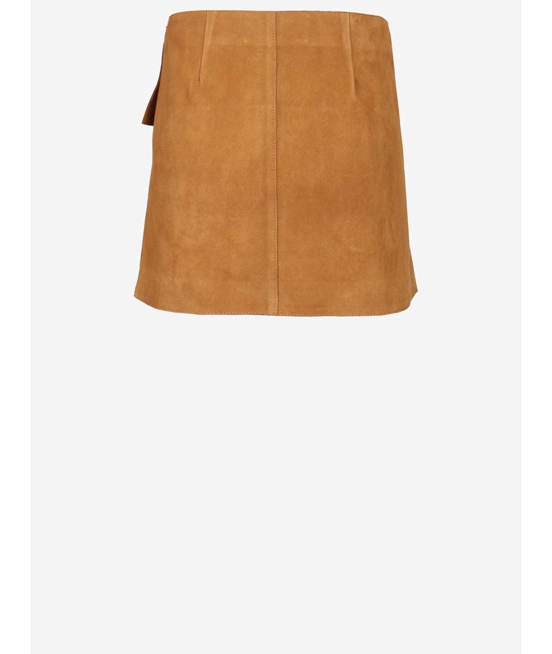 Ami Paris Бежевая замшевая юбка мини, фото 2