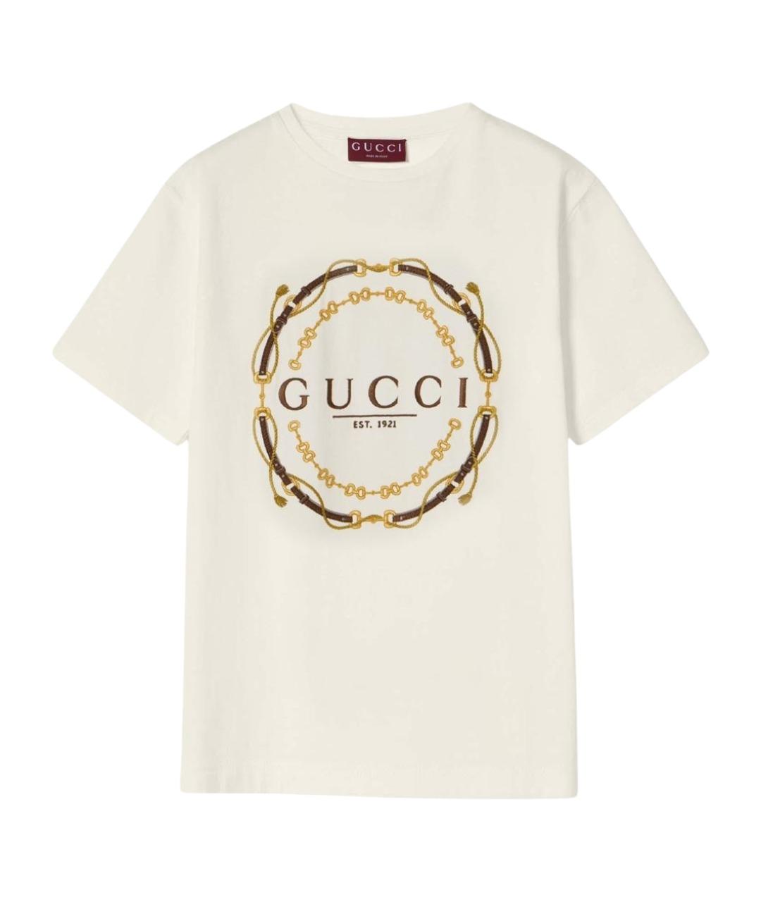 GUCCI Бежевая хлопковая футболка, фото 1