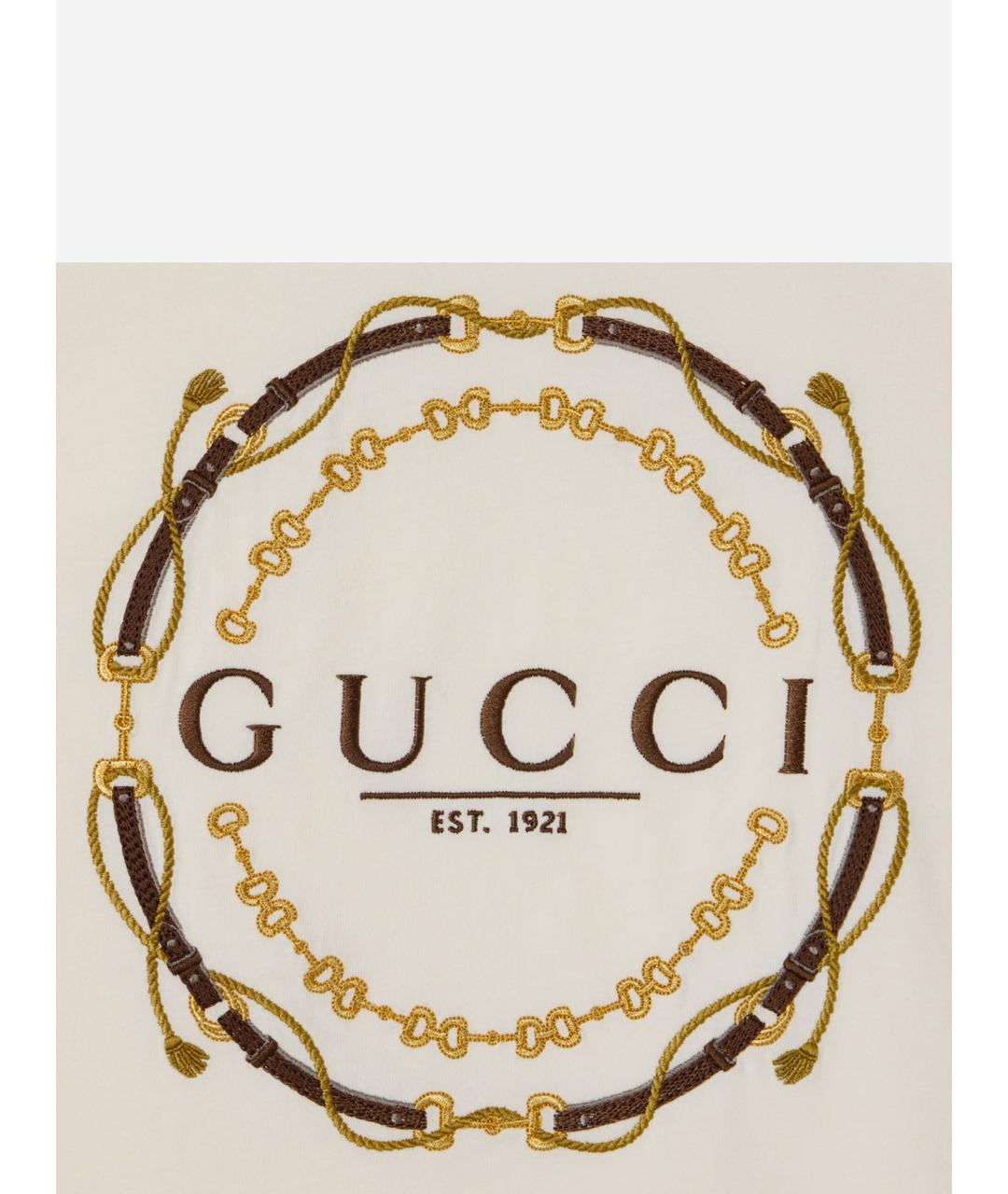 GUCCI Бежевая хлопковая футболка, фото 3