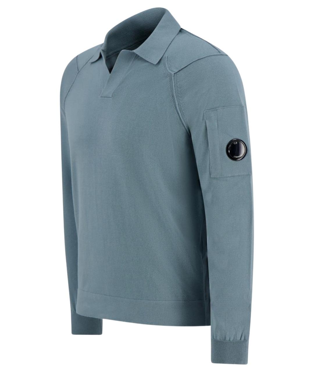 CP COMPANY Голубое поло с длинным рукавом, фото 2