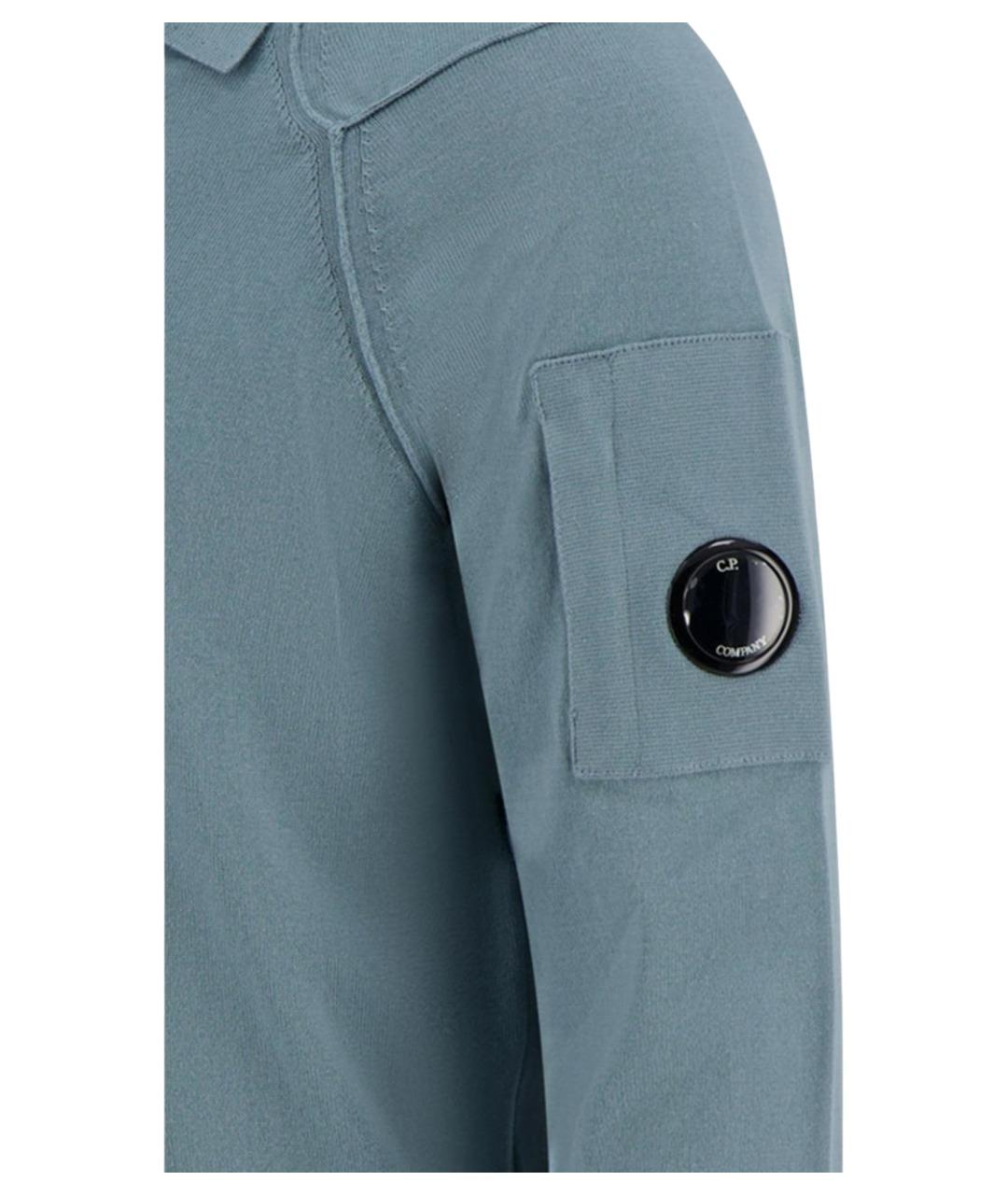 CP COMPANY Голубое поло с длинным рукавом, фото 4