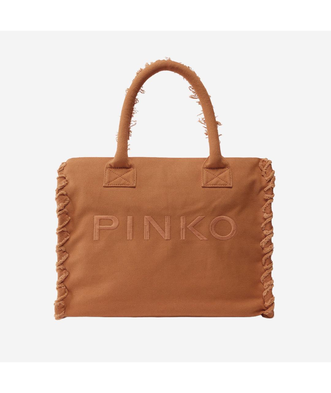 PINKO Коричневая хлопковая сумка тоут, фото 5