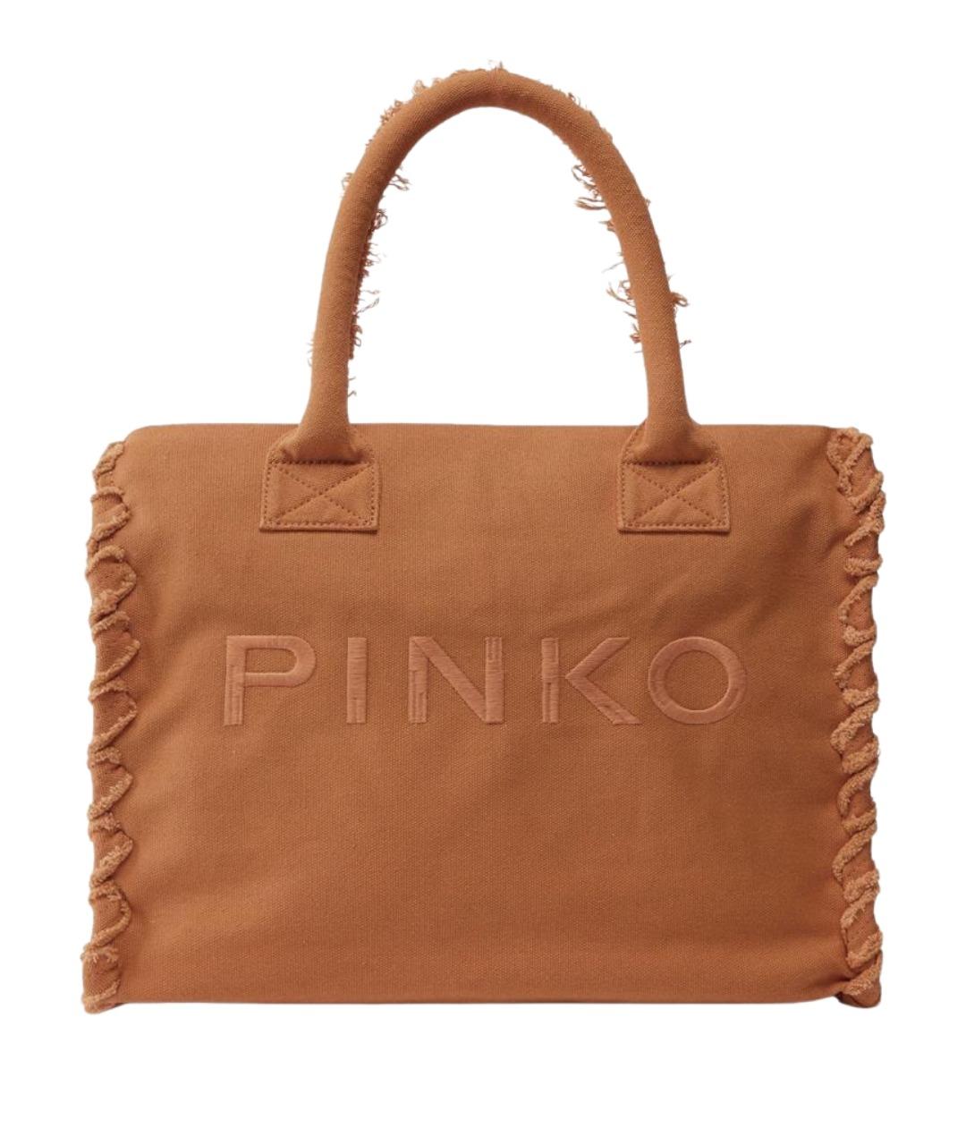 PINKO Коричневая хлопковая сумка тоут, фото 1