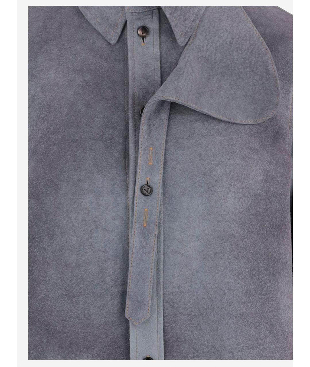 BOTTEGA VENETA Серая кожаная рубашка, фото 3