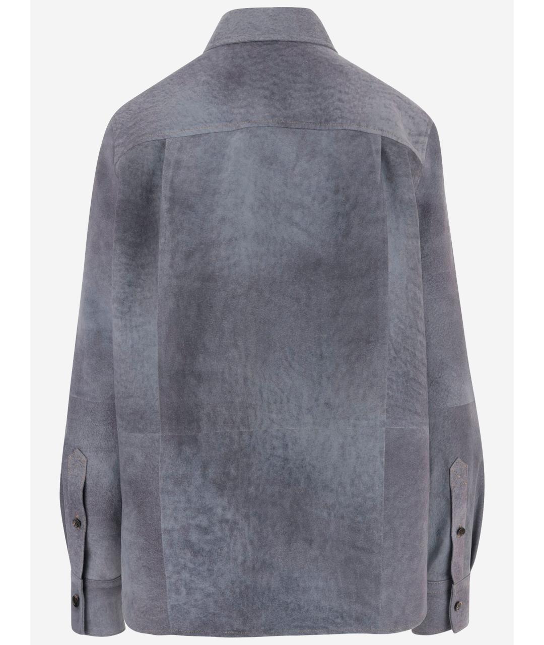 BOTTEGA VENETA Серая кожаная рубашка, фото 2