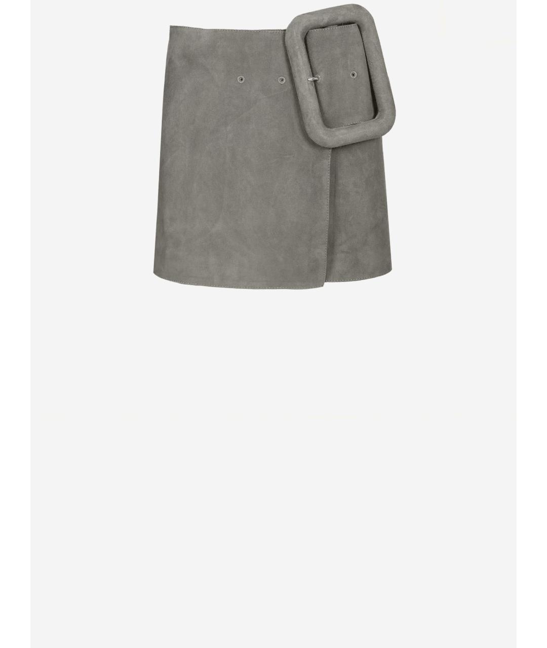 Ami Paris Серая замшевая юбка мини, фото 4