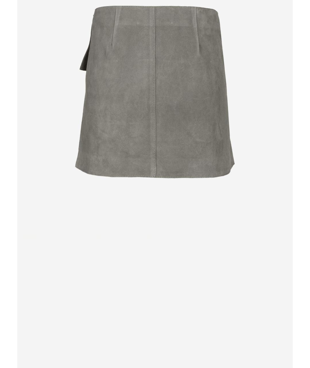 Ami Paris Серая замшевая юбка мини, фото 2