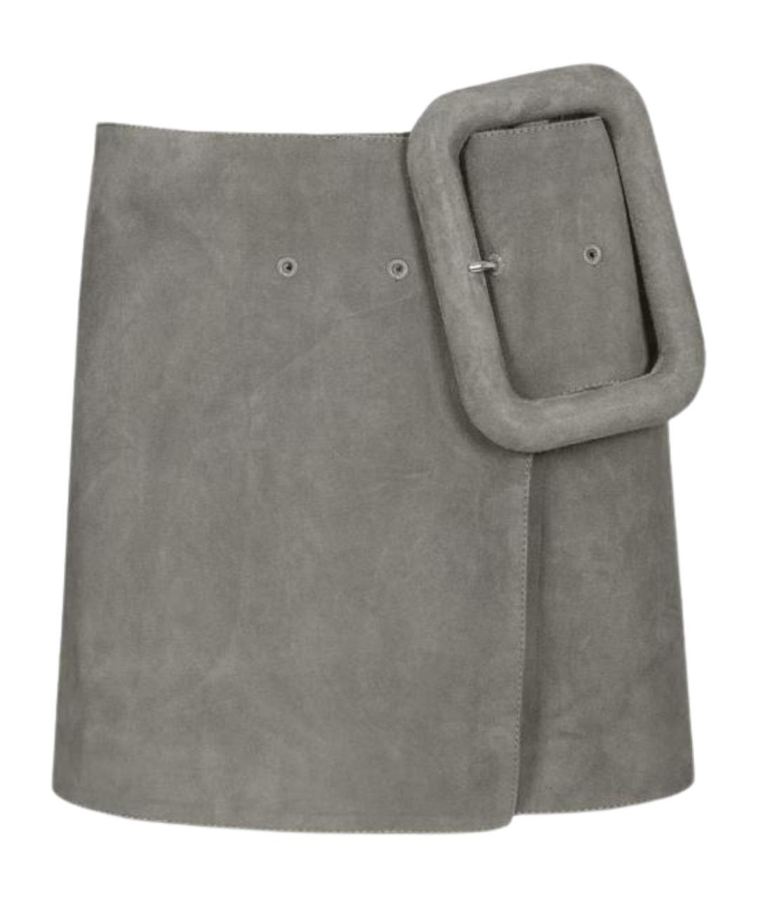 Ami Paris Серая замшевая юбка мини, фото 1