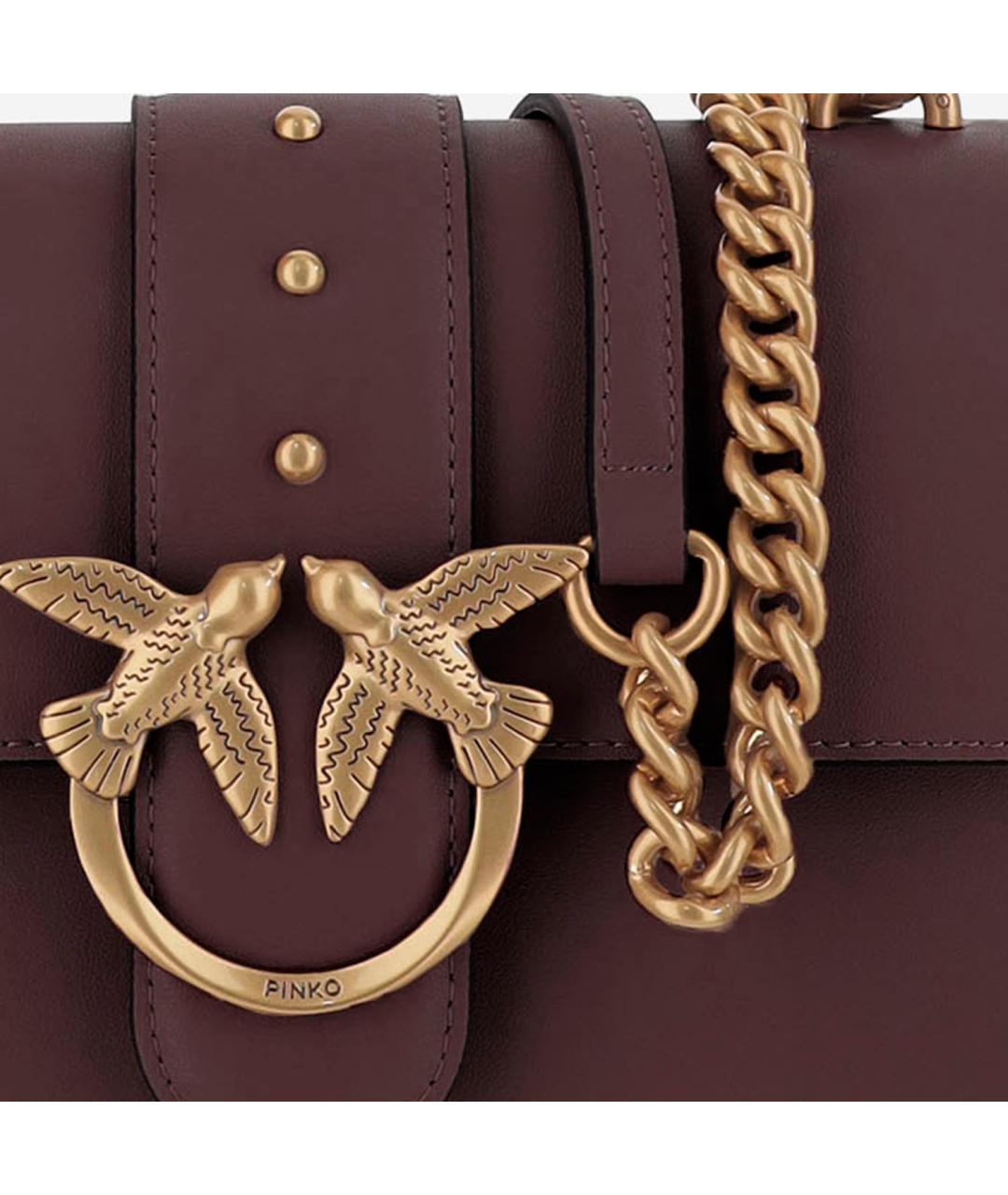 PINKO Бордовая кожаная сумка через плечо, фото 4