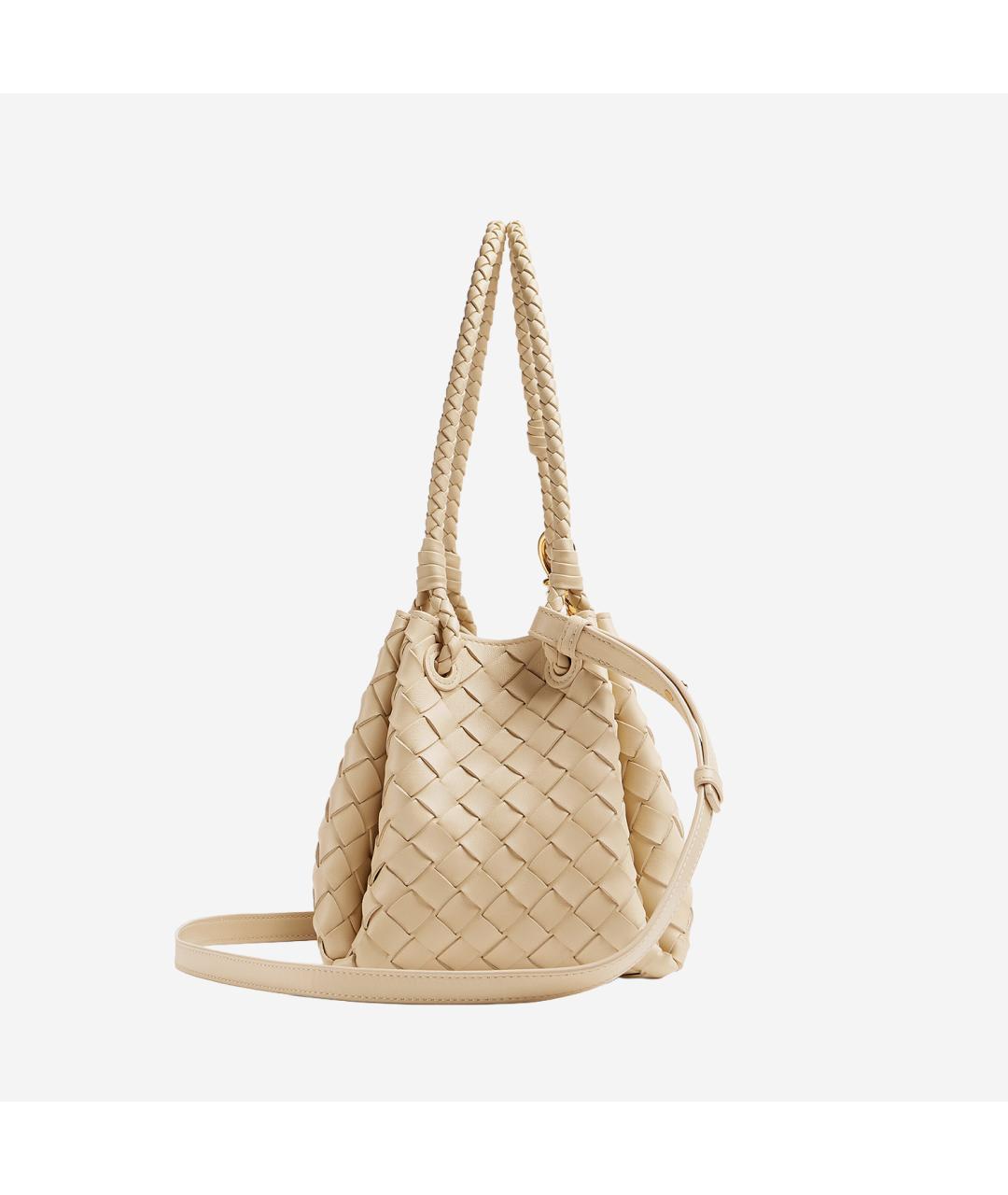 BOTTEGA VENETA Бежевая кожаная сумка тоут, фото 2