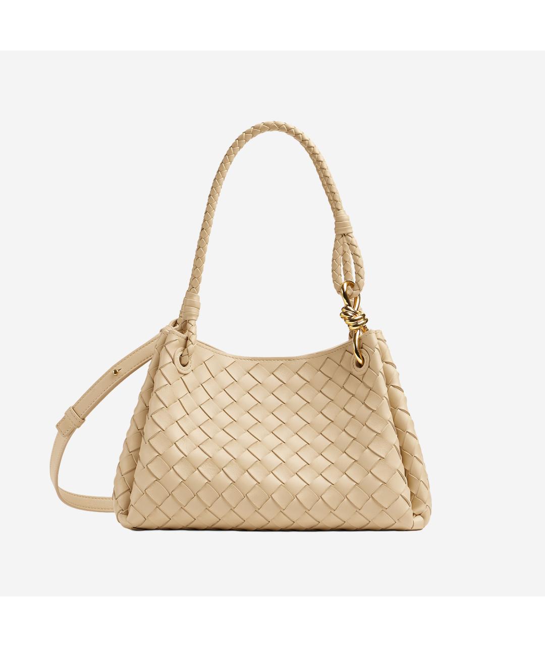 BOTTEGA VENETA Бежевая кожаная сумка тоут, фото 5