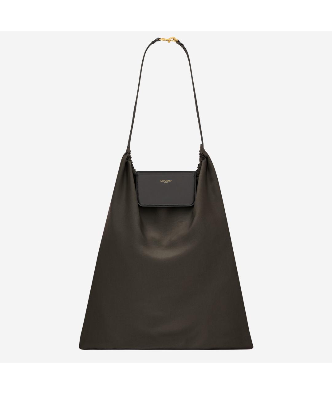 SAINT LAURENT Коричневая тканевая сумка тоут, фото 6