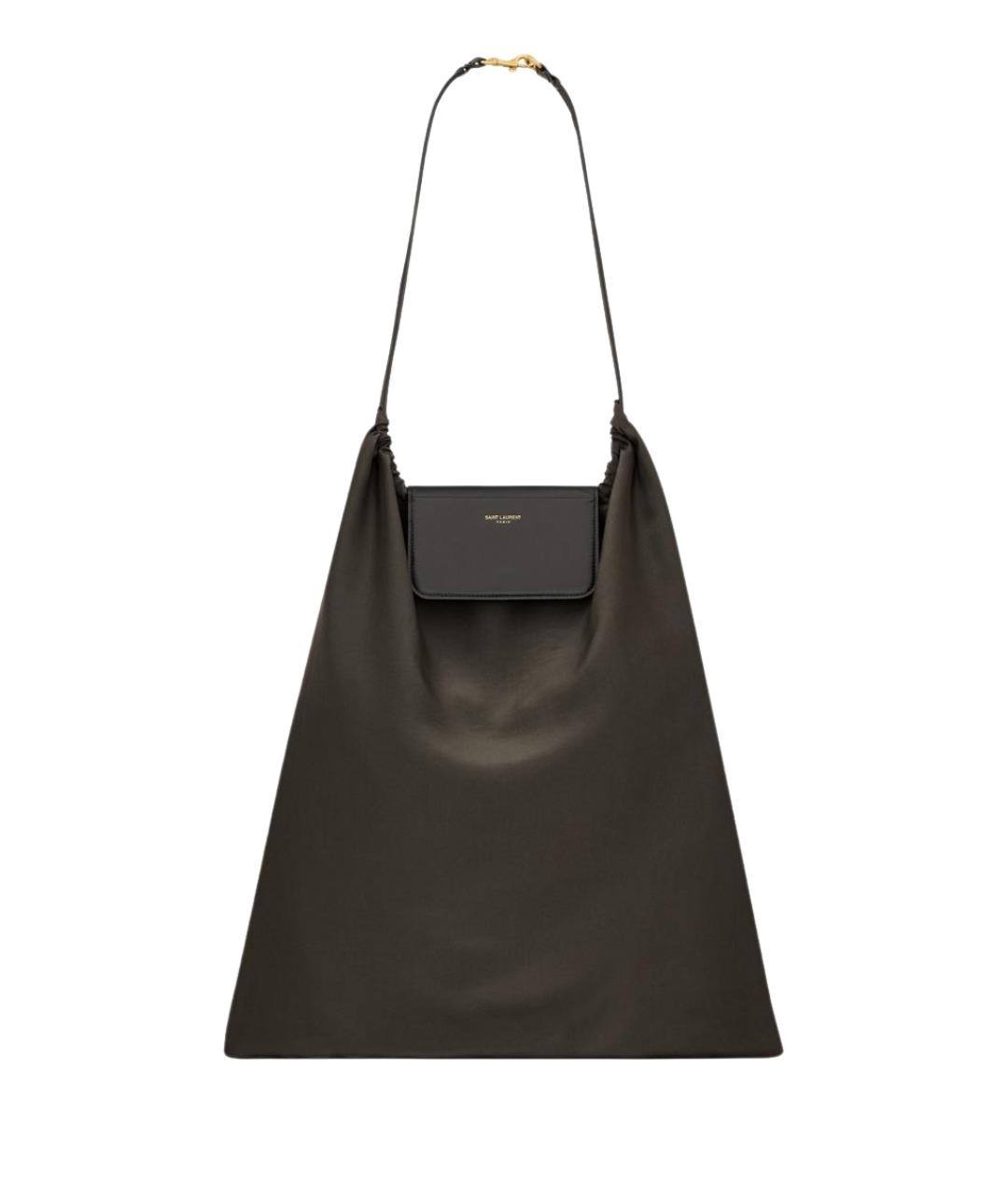 SAINT LAURENT Коричневая тканевая сумка тоут, фото 1