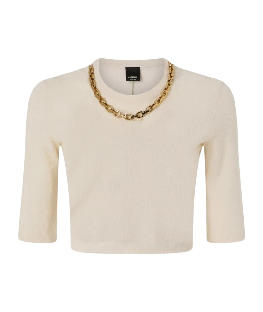 PINKO Бежевый хлопковый джемпер / свитер, фото 1
