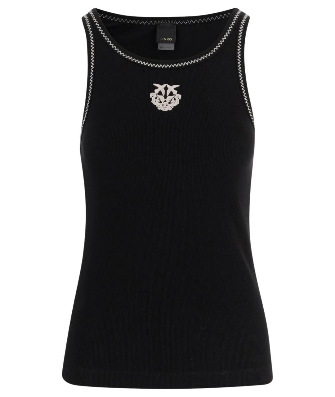 PINKO Черная хлопковая майка, фото 1