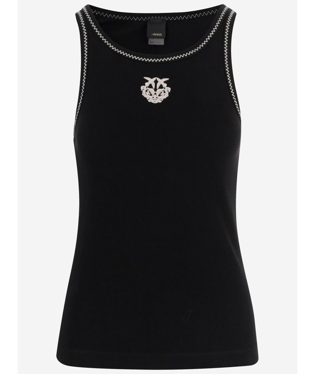 PINKO Черная хлопковая майка, фото 4