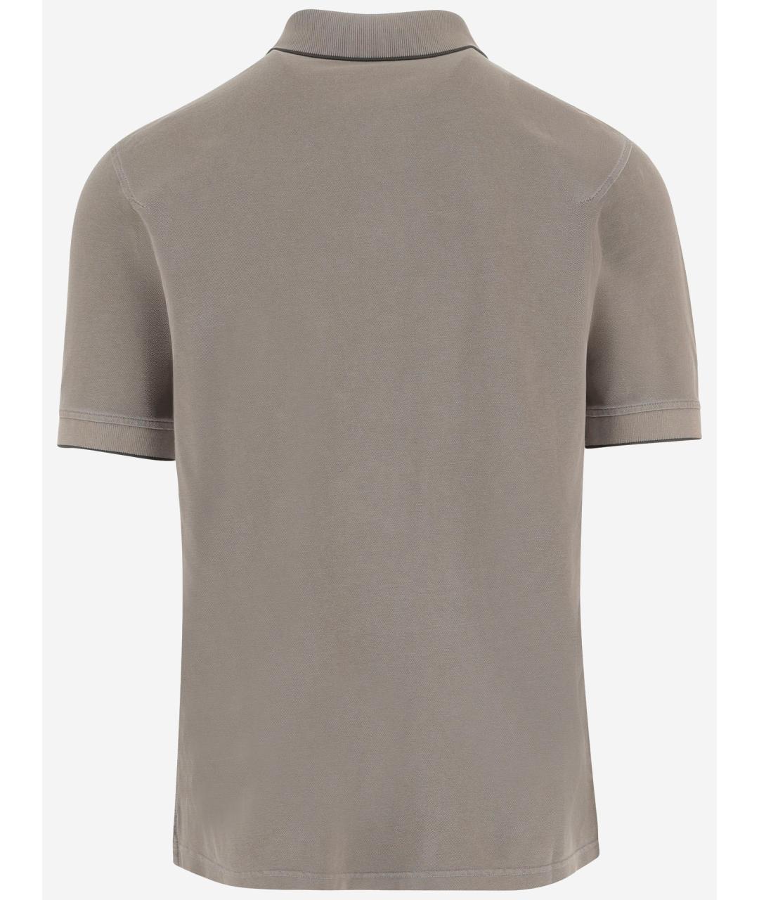 HERNO Серое хлопковое поло с коротким рукавом, фото 2