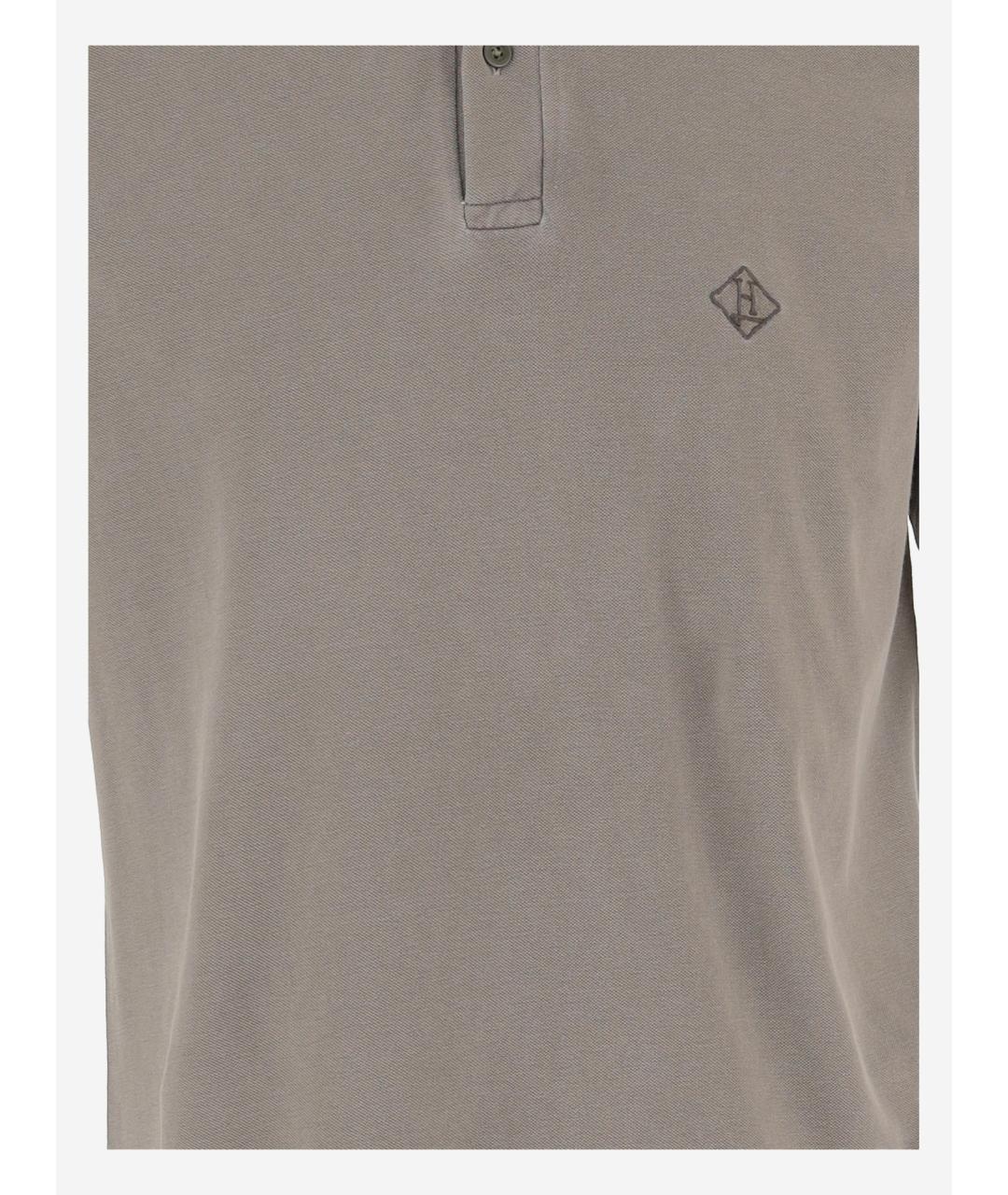 HERNO Серое хлопковое поло с коротким рукавом, фото 3