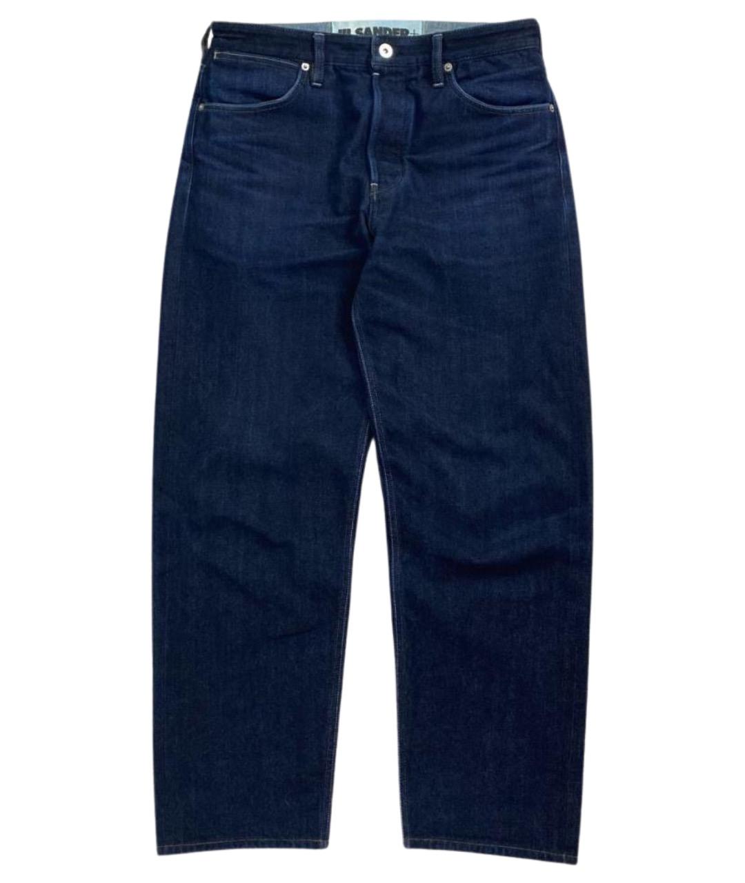 JIL SANDER Темно-синие хлопковые прямые джинсы, фото 1