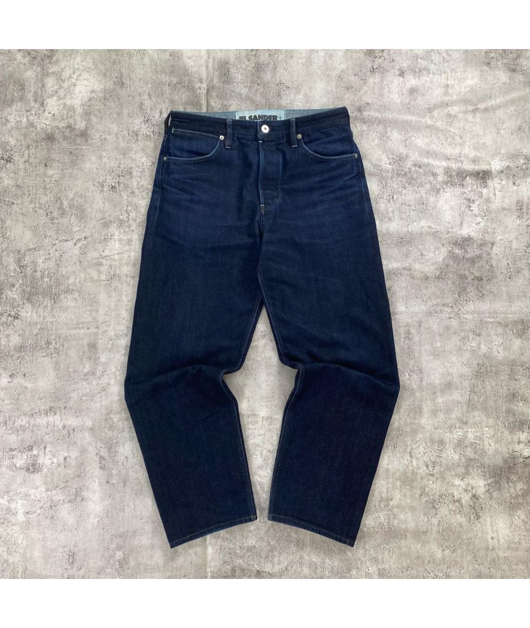 JIL SANDER Темно-синие хлопковые прямые джинсы, фото 3