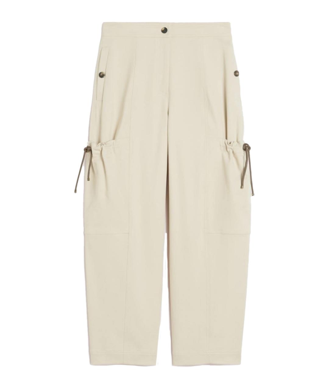 MAX MARA Бежевые хлопковые прямые брюки, фото 1