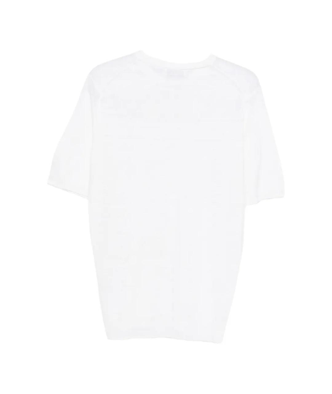 LARDINI Белая хлопко-леновая футболка, фото 2