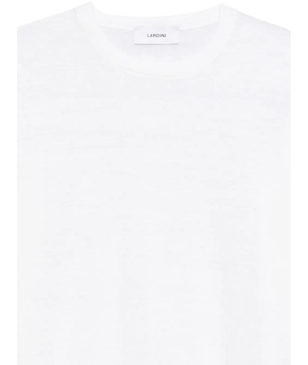 LARDINI Белая хлопко-леновая футболка, фото 3