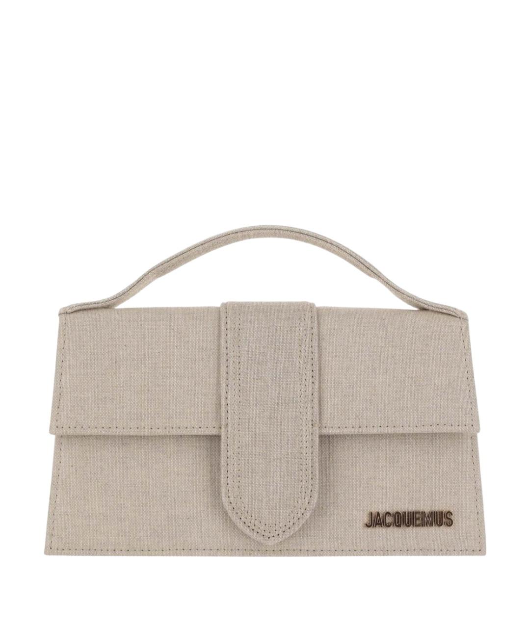 JACQUEMUS Бежевая тканевая сумка с короткими ручками, фото 1