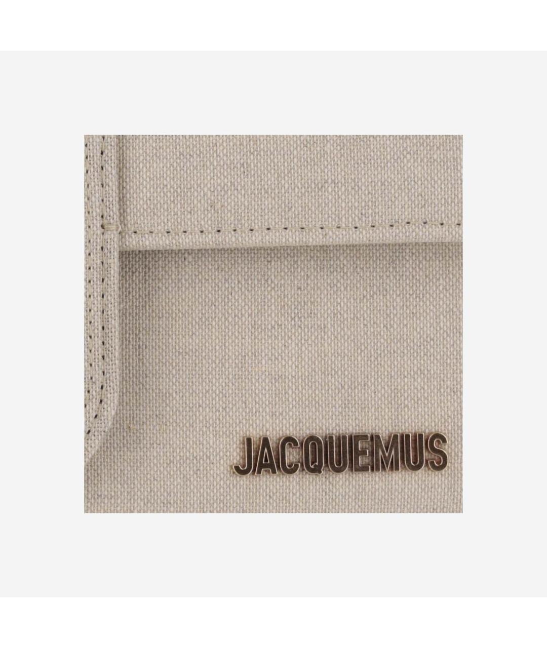 JACQUEMUS Бежевая тканевая сумка с короткими ручками, фото 5