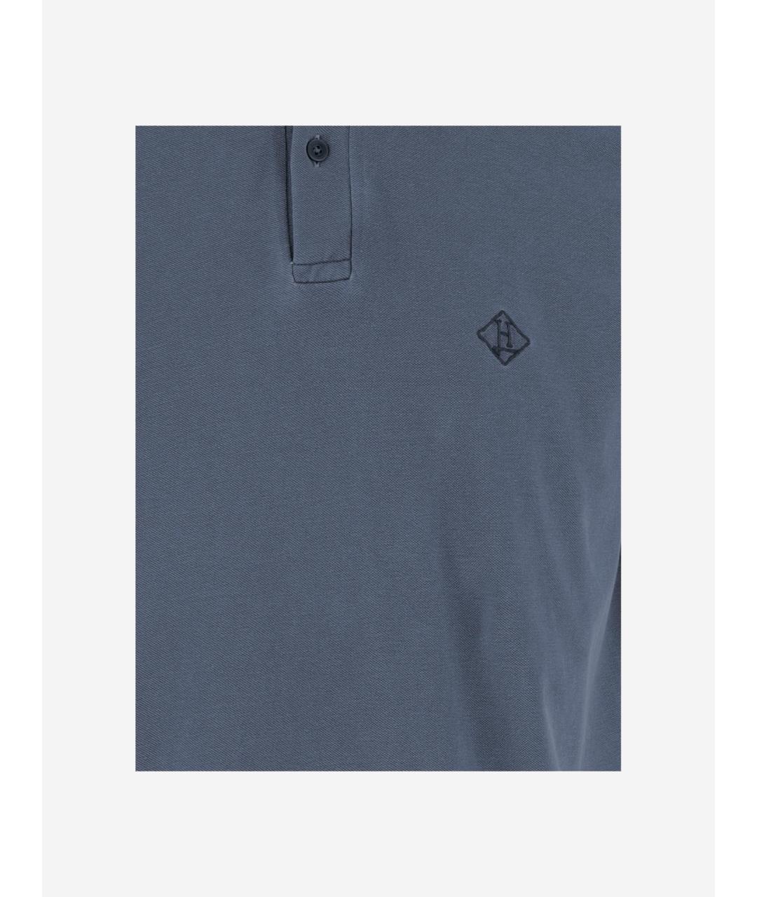 HERNO Синее хлопковое поло с коротким рукавом, фото 3